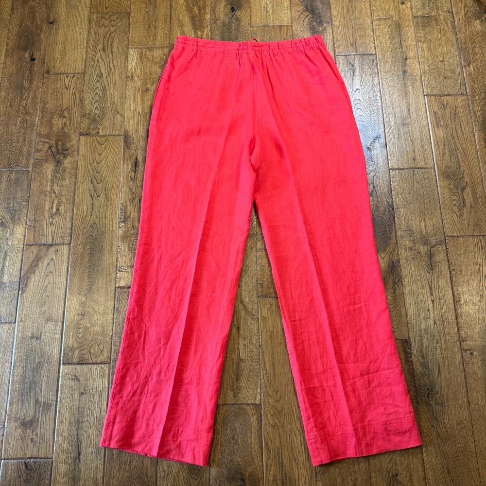 Jones New York Sport 100% Linen Blouse XL and Pants L Orange Green Button Up - Picture 7 of 14